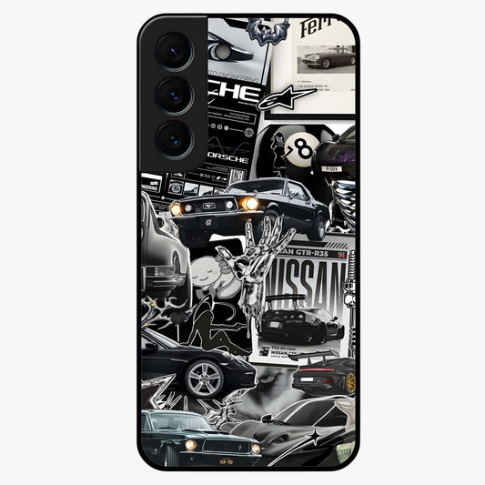 Aesthetic Dark Love Glass Case showing flat back view with dark romantic artwork and glossy glass finish.