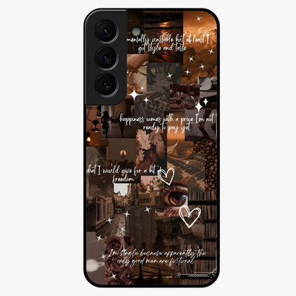 Bittersweet Aesthetic Chaos Glass Case showing flat back view with artistic chaotic aesthetic design and glossy glass finish.