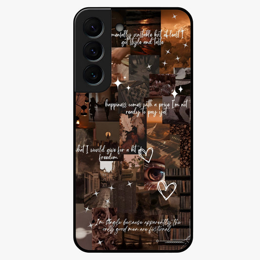 Bittersweet Aesthetic Chaos Glass Case showing flat back view with artistic chaotic aesthetic design and glossy glass finish.
