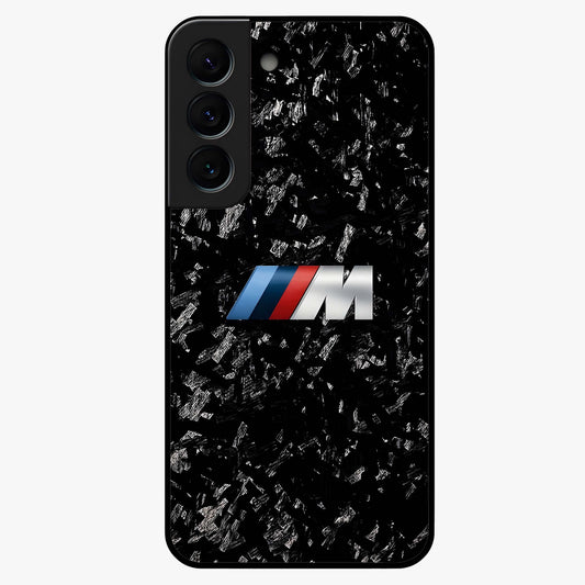 Carbon Speed Mark Glass Case showing flat back view with sporty carbon pattern artwork and glossy glass finish.