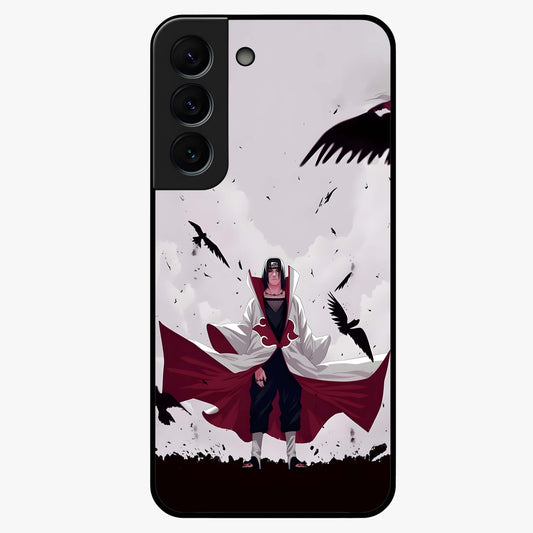 Crimson Crow Ascension Glass Case showing flat back view with mystical crow artwork and glossy glass finish.