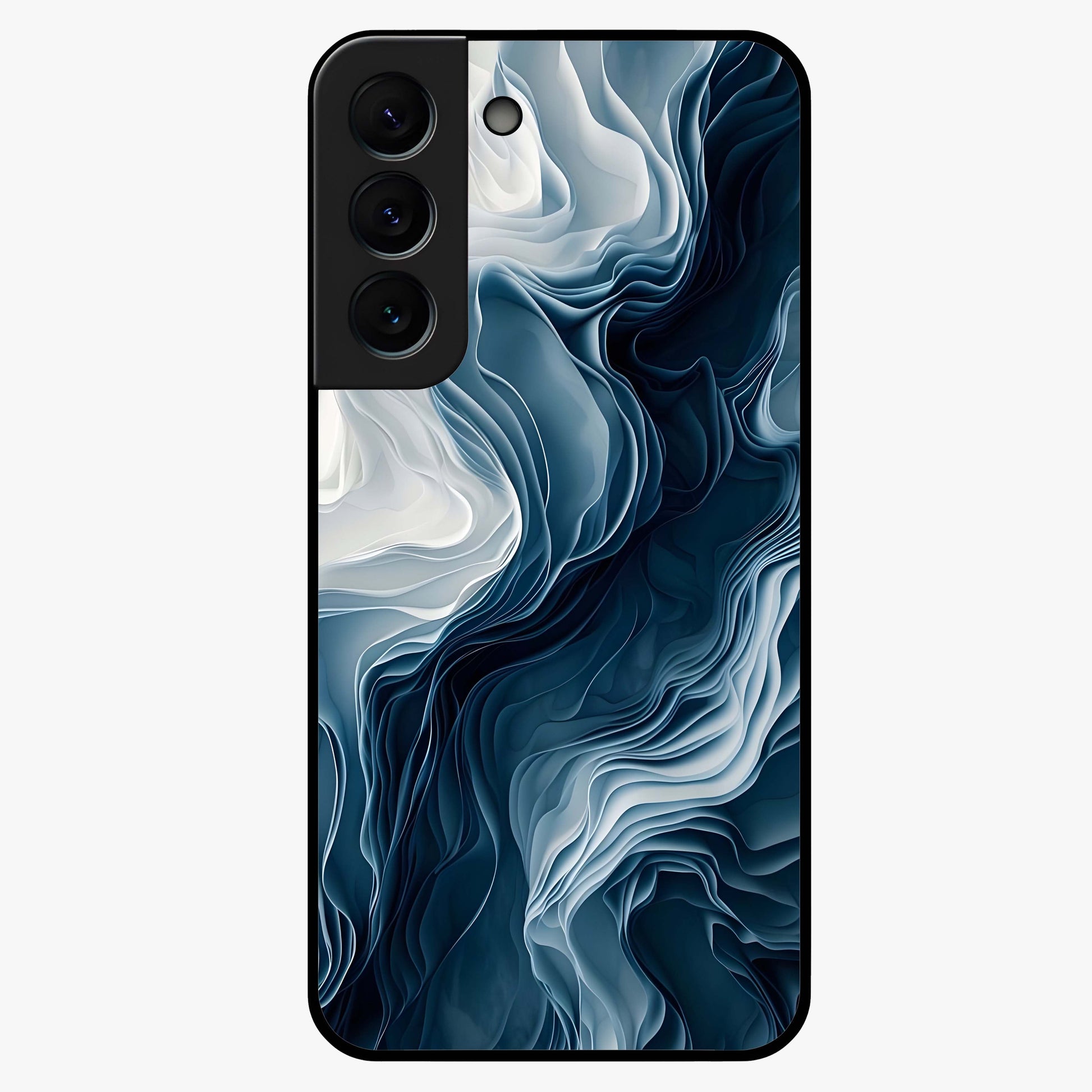 Ethereal Paper Marble Glass Case showing flat back view with soft marble paper texture artwork and glossy glass finish.