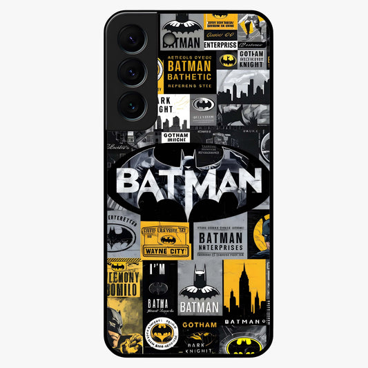 Knight Gotham Rise Glass Case showing flat back view with dark hero inspired artwork and glossy glass finish.