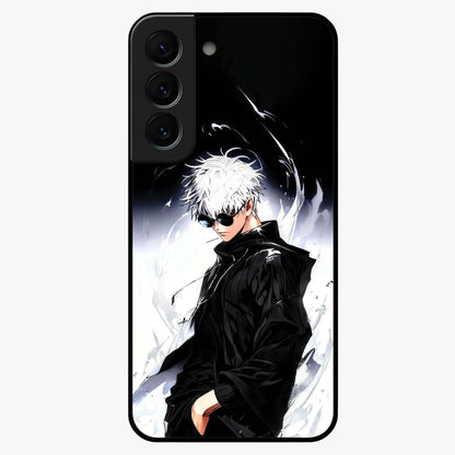 Limitless Shadow King Glass Case showing flat back view with powerful shadow warrior artwork and glossy glass finish.