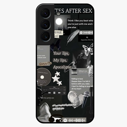 Midnight Love Echo Glass Case showing flat back view with romantic midnight themed artwork and glossy glass finish.