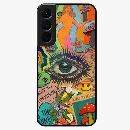 Mystic Eye Wonderland Glass Case showing flat back view with mystical eye themed artwork and glossy glass finish.