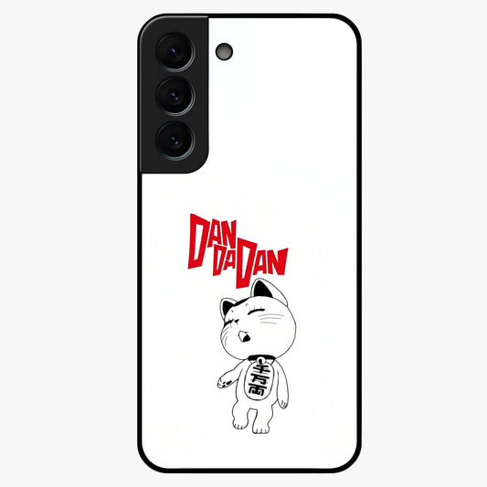 Playful Spirit Charm Glass Case showing flat back view with cheerful charm themed artwork and glossy glass finish.