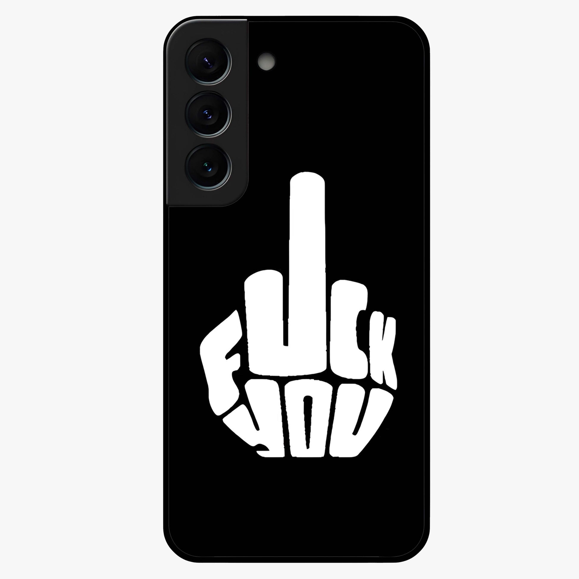 Rebel Mode On Glass Case showing flat back view with bold rebellious typography artwork and glossy glass finish.
