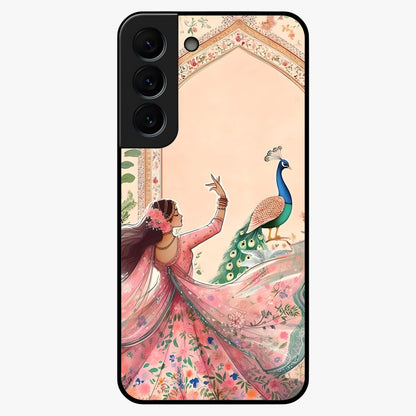 Royal Grace Muse Glass Case showing flat back view with elegant artistic artwork and glossy glass finish.