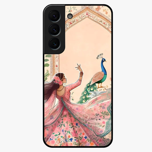 Royal Grace Muse Glass Case showing flat back view with elegant artistic artwork and glossy glass finish.
