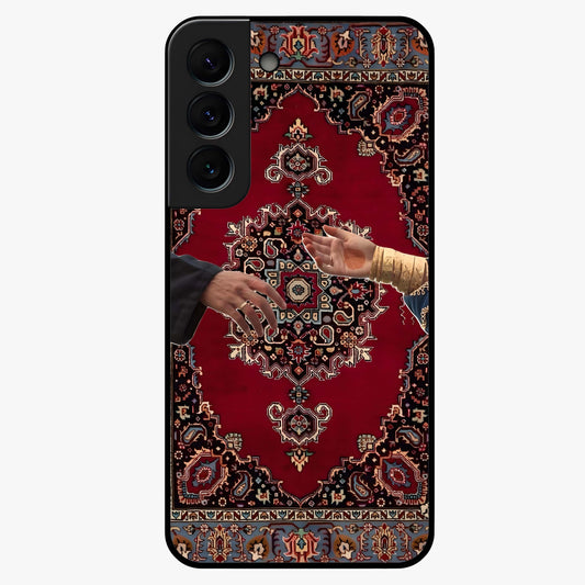 Royal Touch Reach Glass Case showing flat back view with elegant royal themed artwork and glossy glass finish.