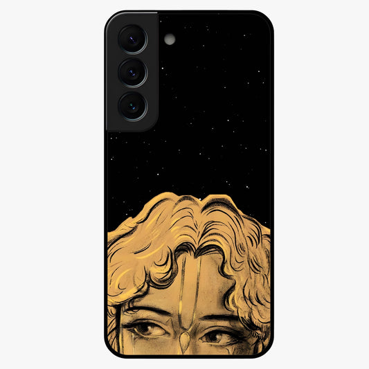 Shri Krishna Art Glass Case showing flat back view with devotional Krishna artwork and glossy glass finish.