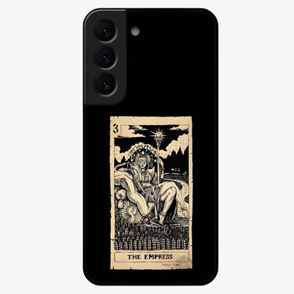 The Empress Glass Case showing flat back view with regal feminine artwork and glossy glass finish.
