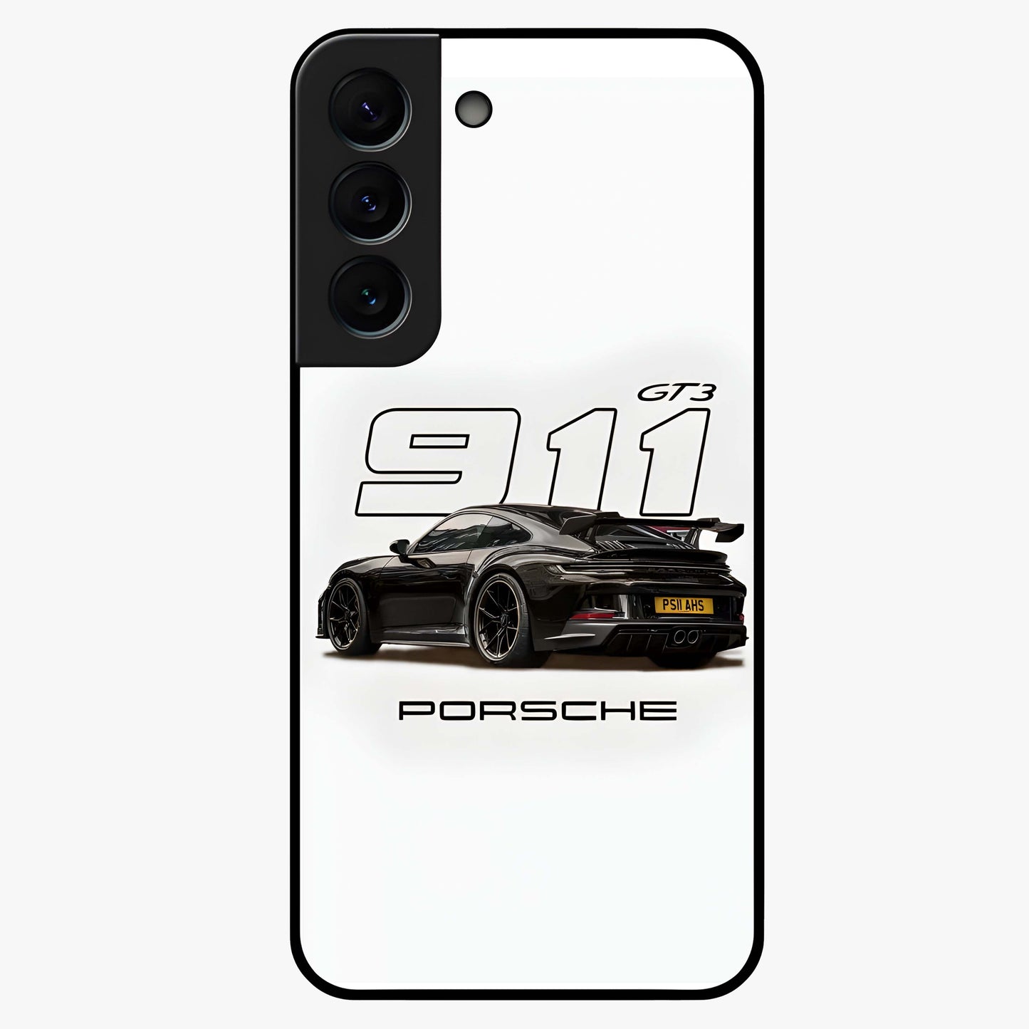Turbo Legacy Icon Glass Case showing flat back view with iconic sports car inspired artwork and glossy glass finish.