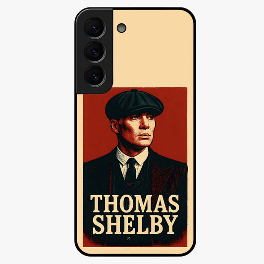Vintage Mafia Authority Glass Case showing flat back view with bold vintage mafia inspired artwork and glossy glass finish.