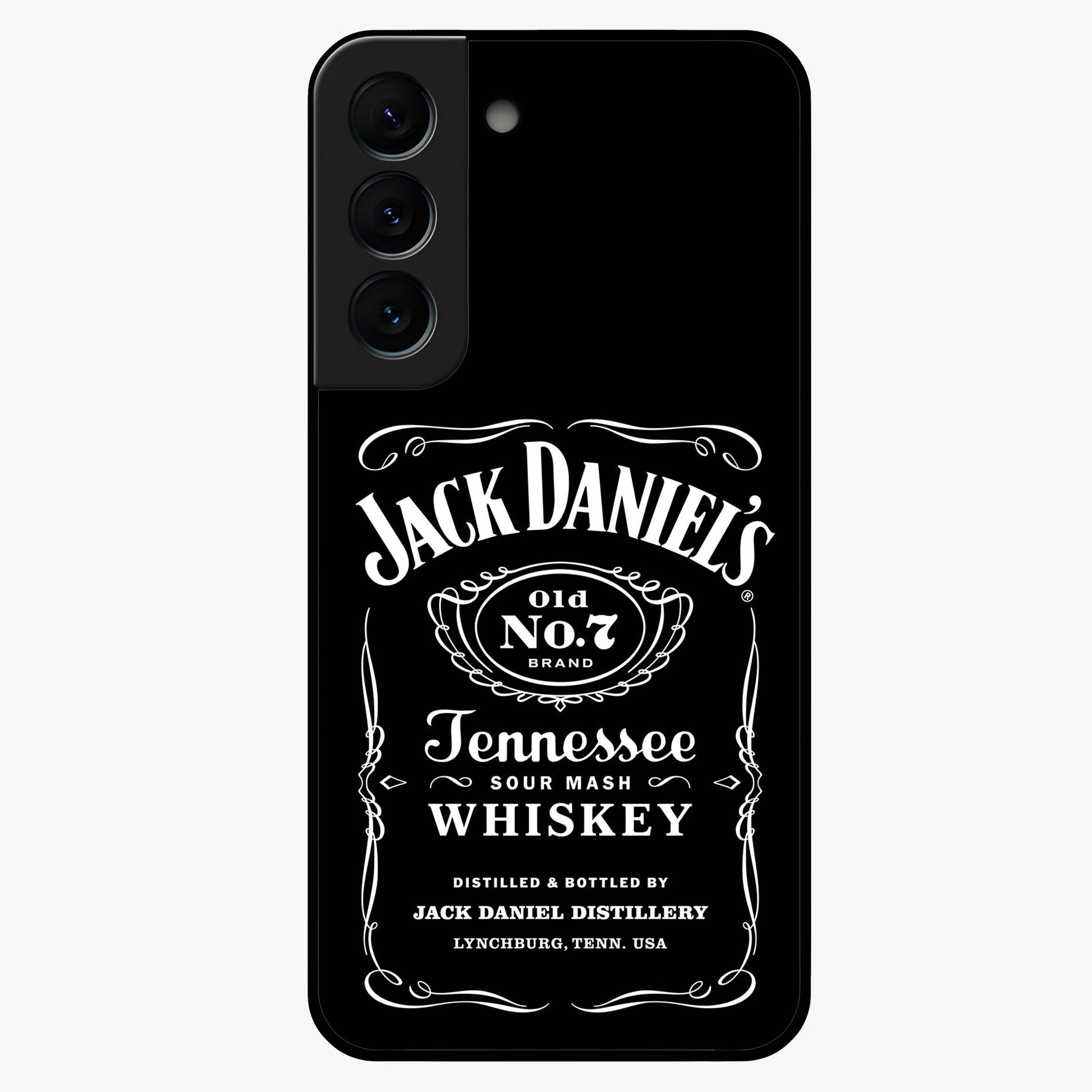 Vintage Whiskey Heritage Glass Case showing flat back view with classic whiskey inspired artwork and glossy glass finish.