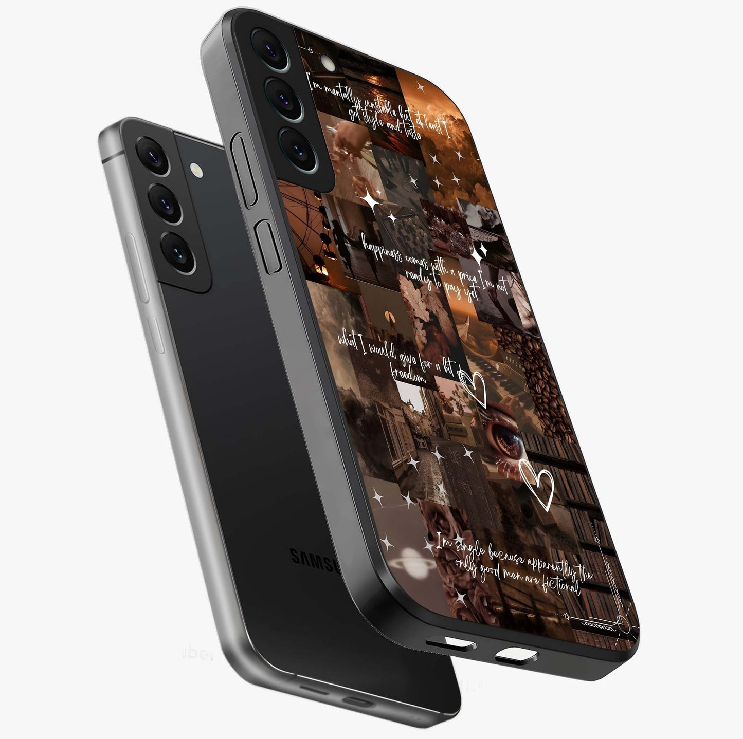 Bittersweet Aesthetic Chaos Glass Case displayed in angled mockup highlighting expressive abstract artwork and edgy aesthetic theme.