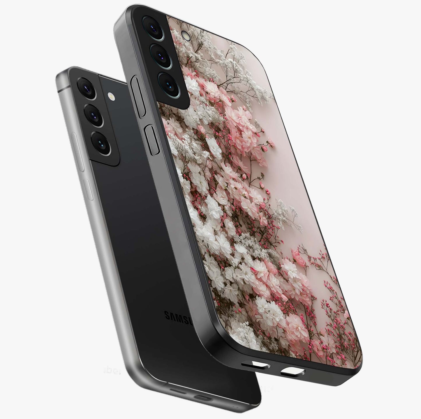 Blush Blossom Cloud Glass Case displayed in angled mockup highlighting soft cloud and blossom design with pastel aesthetic.