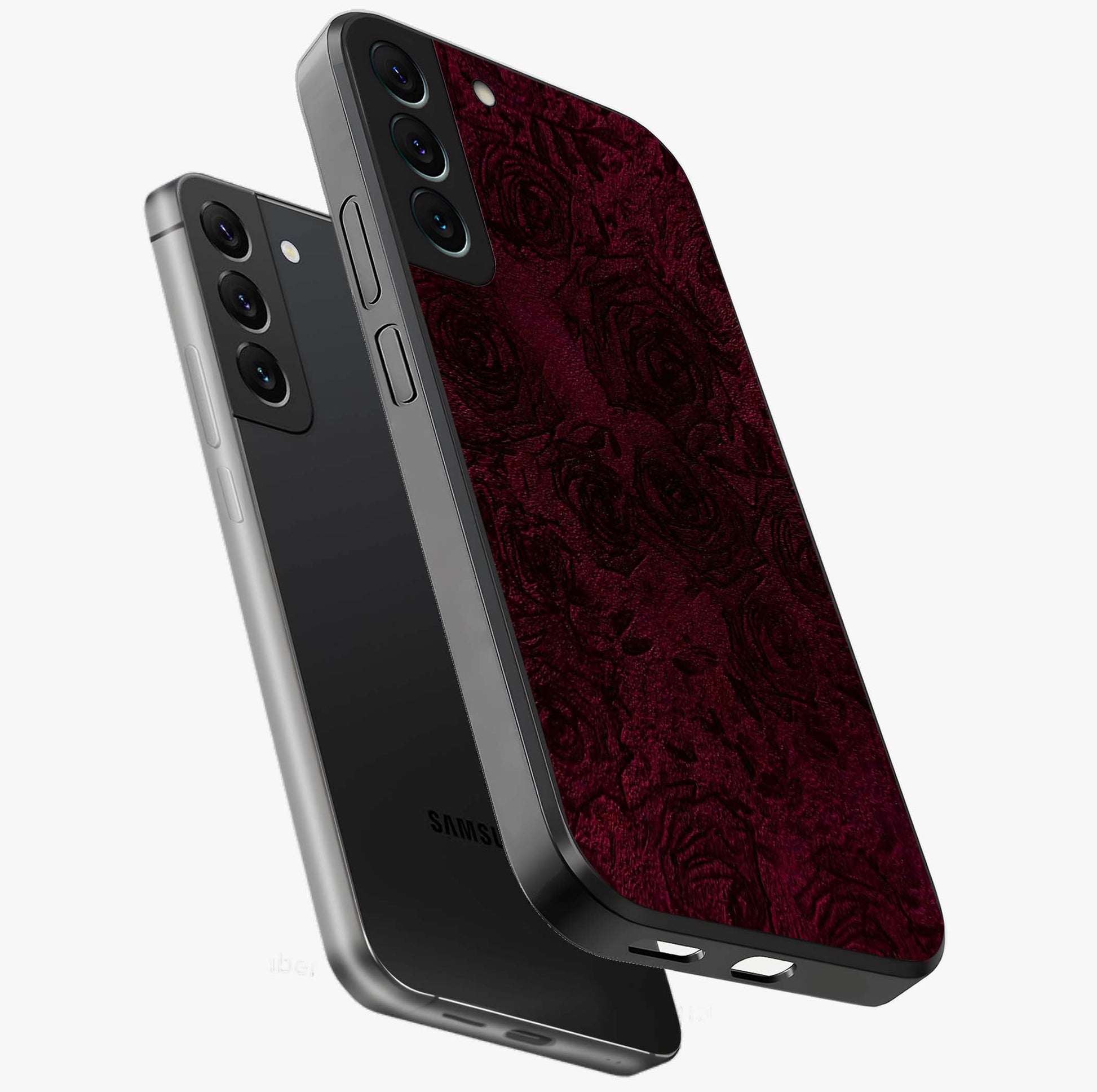Crimson Fade Flow Glass Case displayed in angled mockup highlighting smooth gradient design with modern aesthetic style.