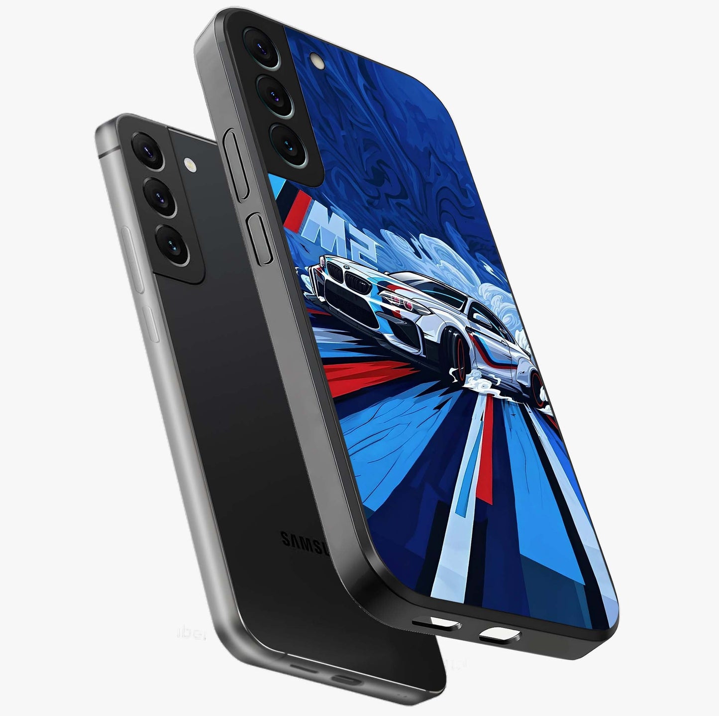 Drift Power Rush Glass Case displayed in angled mockup highlighting powerful drift car design with sporty aesthetic style.