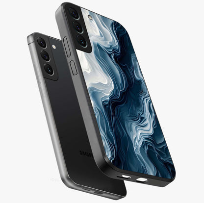 Ethereal Paper Marble Glass Case displayed in angled mockup highlighting elegant marble pattern with modern aesthetic style.