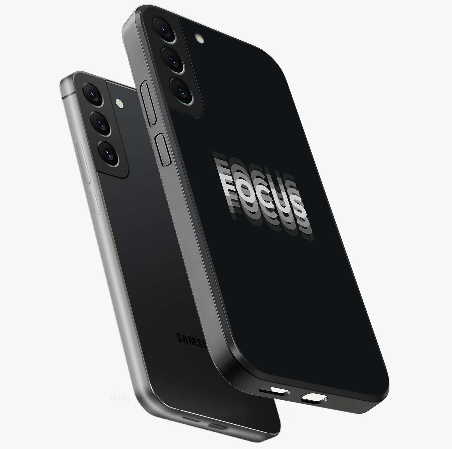 Focused Blade Discipline Glass Case displayed in angled mockup highlighting clean minimal text artwork with modern aesthetic style.