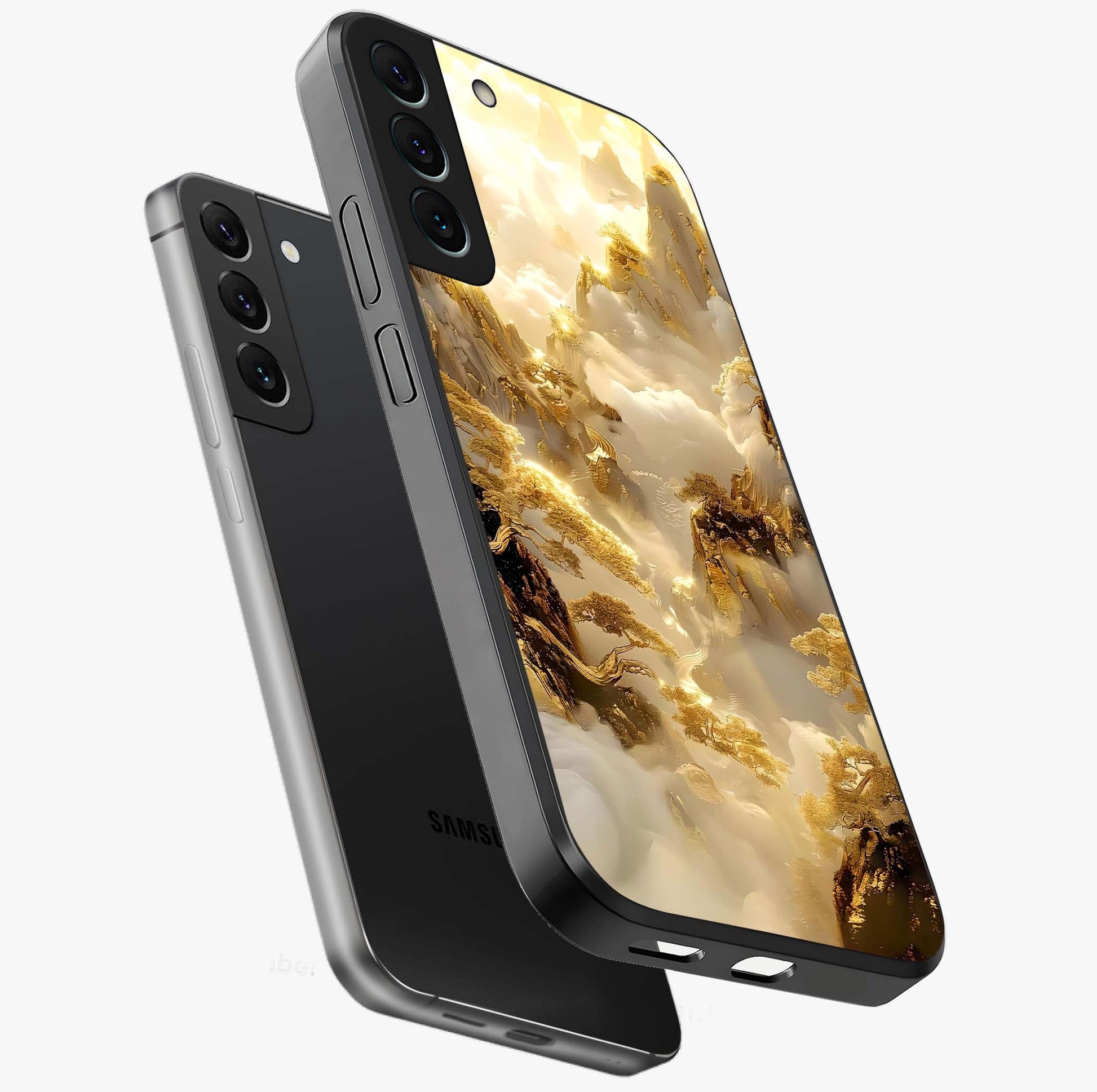 Gates Of Illumination Glass Case displayed in angled mockup highlighting radiant portal inspired design with fantasy aesthetic.