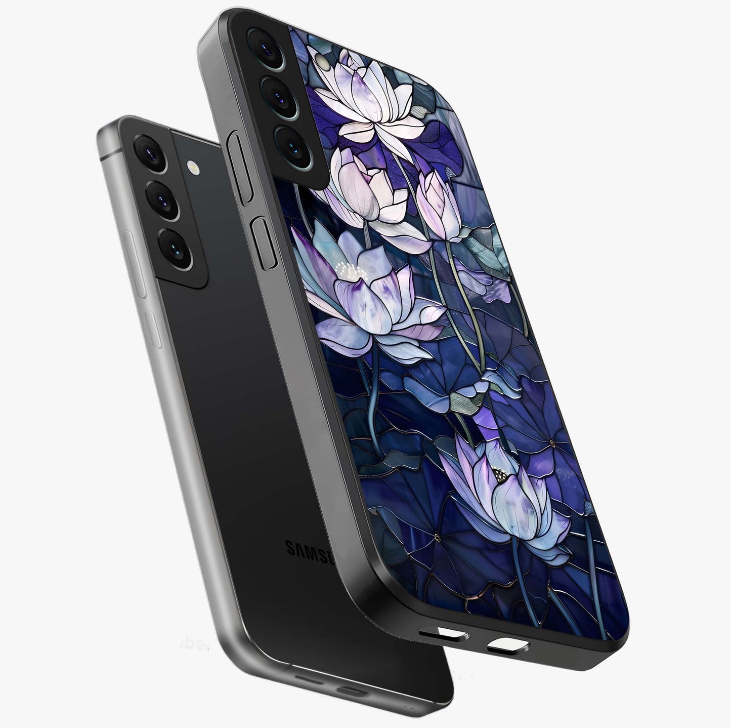 Gloss Petal Rush Glass Case displayed in angled mockup highlighting vibrant petal design with elegant floral aesthetic.