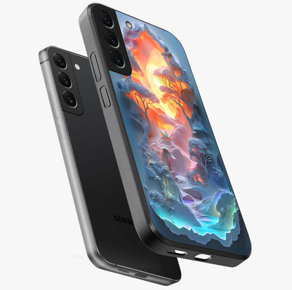 Glow Forest Portal Glass Case displayed in angled mockup highlighting mystical forest design with magical glowing aesthetic.