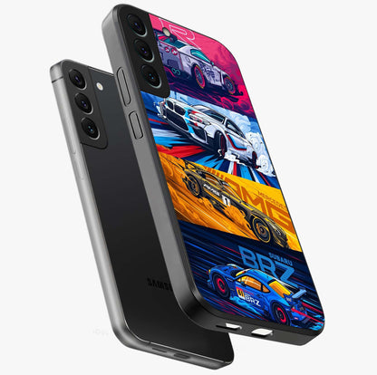 JDM Sports Car Glass Case displayed in angled mockup highlighting sleek Japanese racing car design with automotive aesthetic.