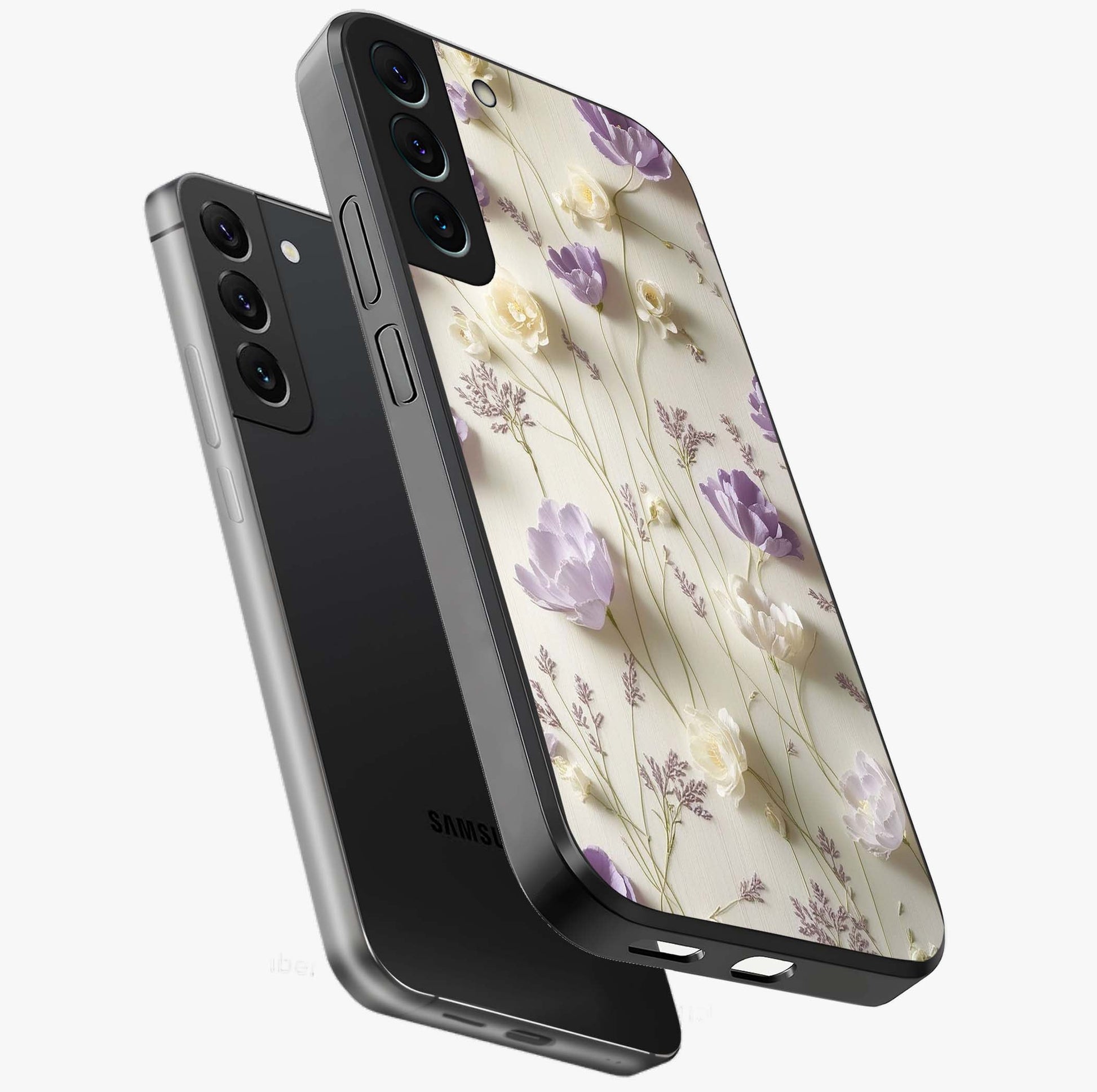 Lilac Breeze Harmony Glass Case displayed in angled mockup highlighting calm lilac breeze design with soothing aesthetic style.
