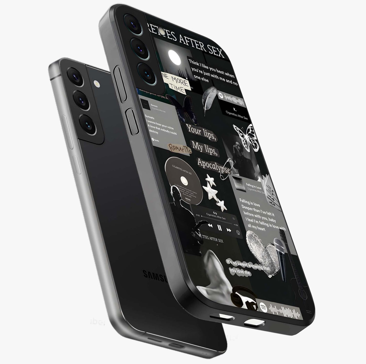 Midnight Love Echo Glass Case displayed in angled mockup highlighting elegant love inspired design with deep aesthetic style.