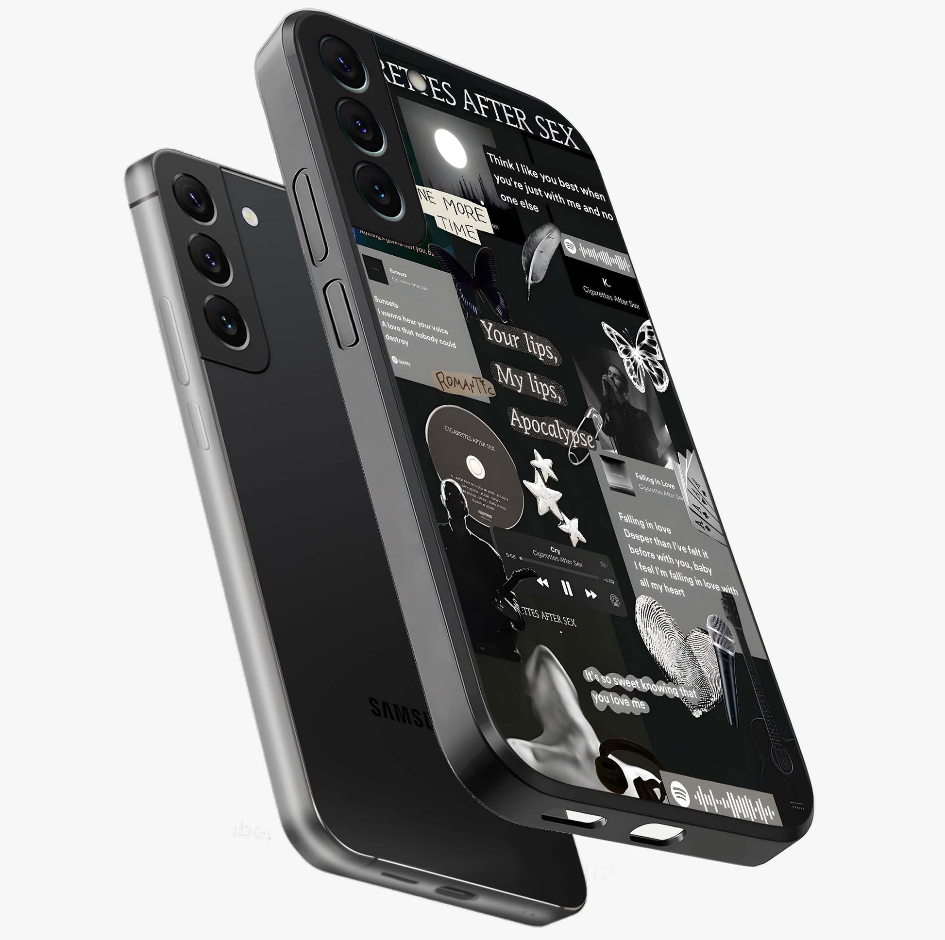 Midnight Love Echo Glass Case displayed in angled mockup highlighting elegant love inspired design with deep aesthetic style.