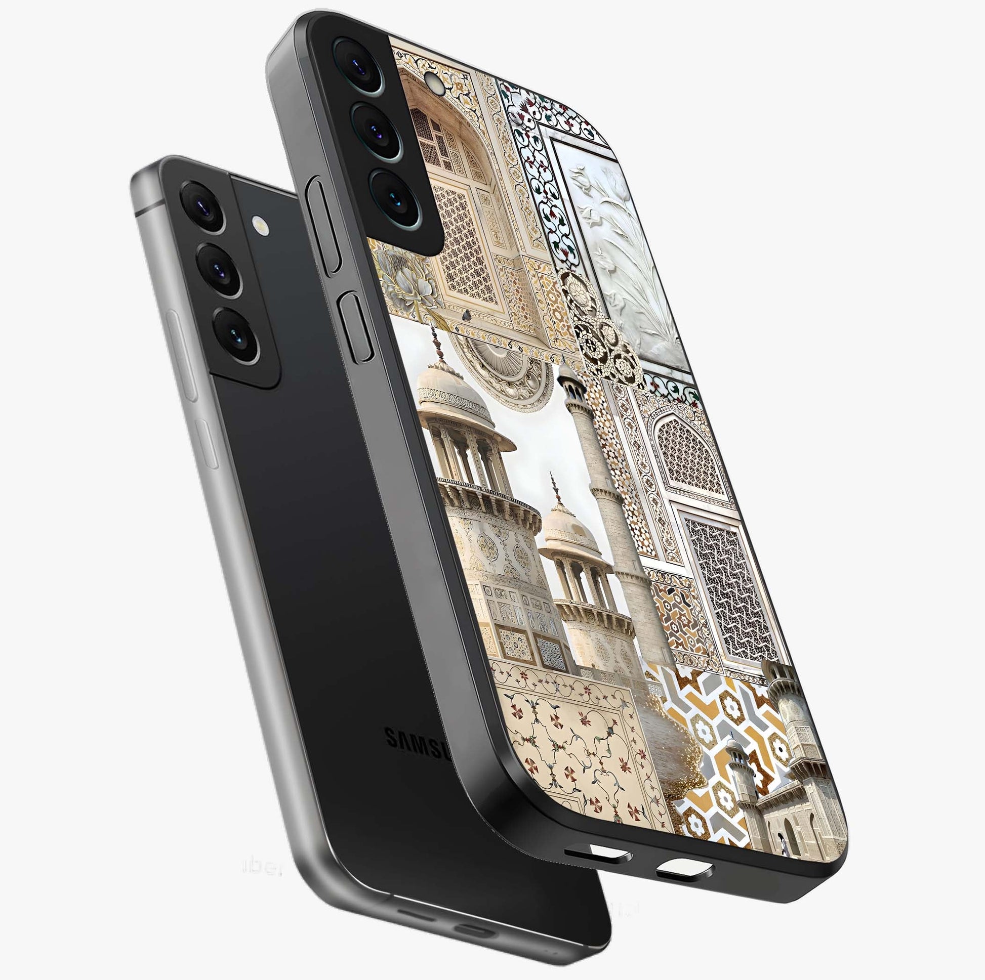 Mughal Marble Legacy Glass Case displayed in angled mockup highlighting elegant heritage marble artwork with royal aesthetic.