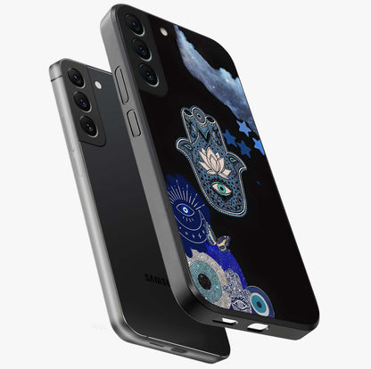 Mystic Hand Aura Glass Case displayed in angled mockup highlighting magical aura design with spiritual aesthetic style.