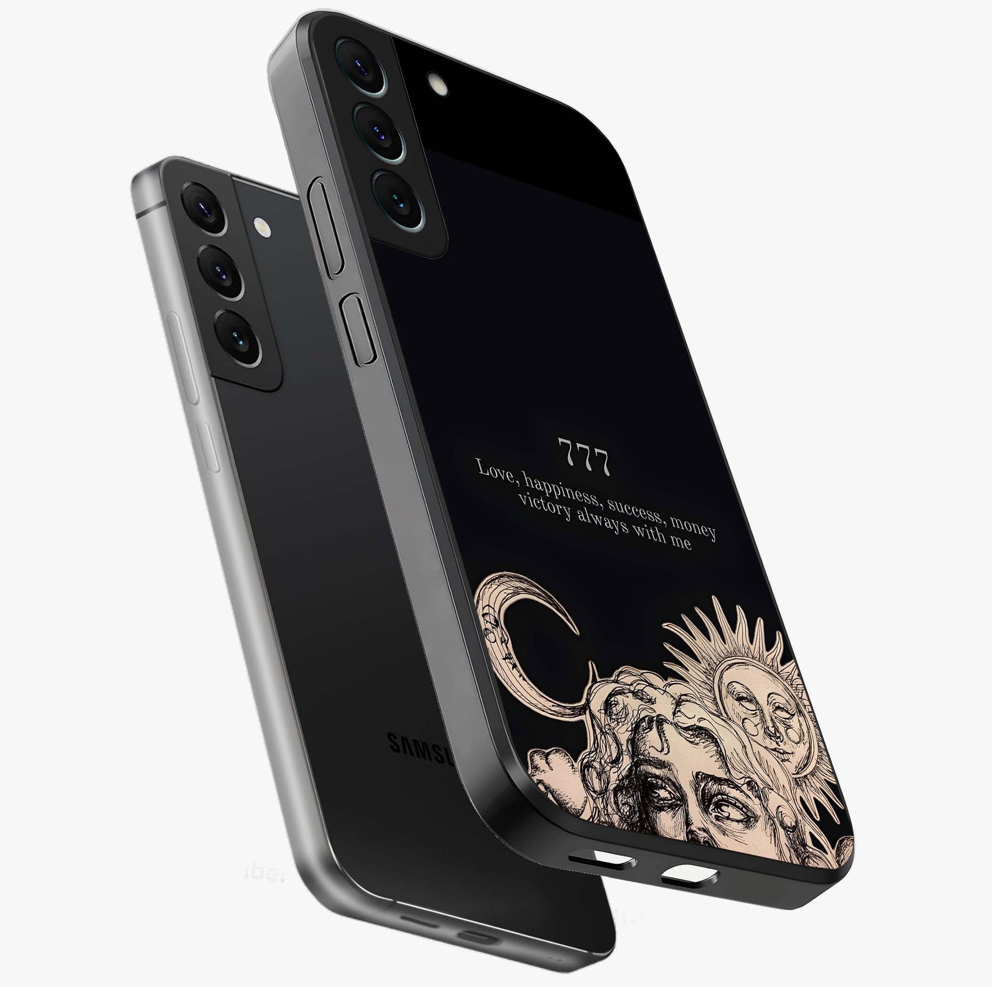 Mystic Victory Aura Glass Case displayed in angled mockup highlighting energetic aura design with bold mystical aesthetic.