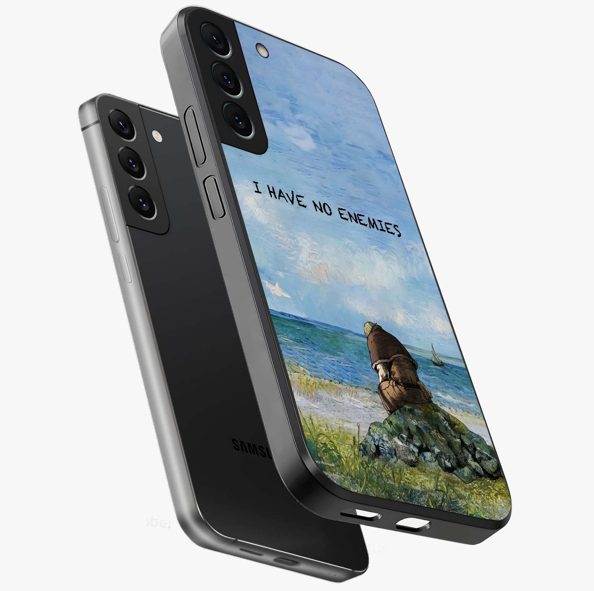 Peace Beyond War Glass Case displayed in angled mockup highlighting meaningful message design with artistic aesthetic style.
