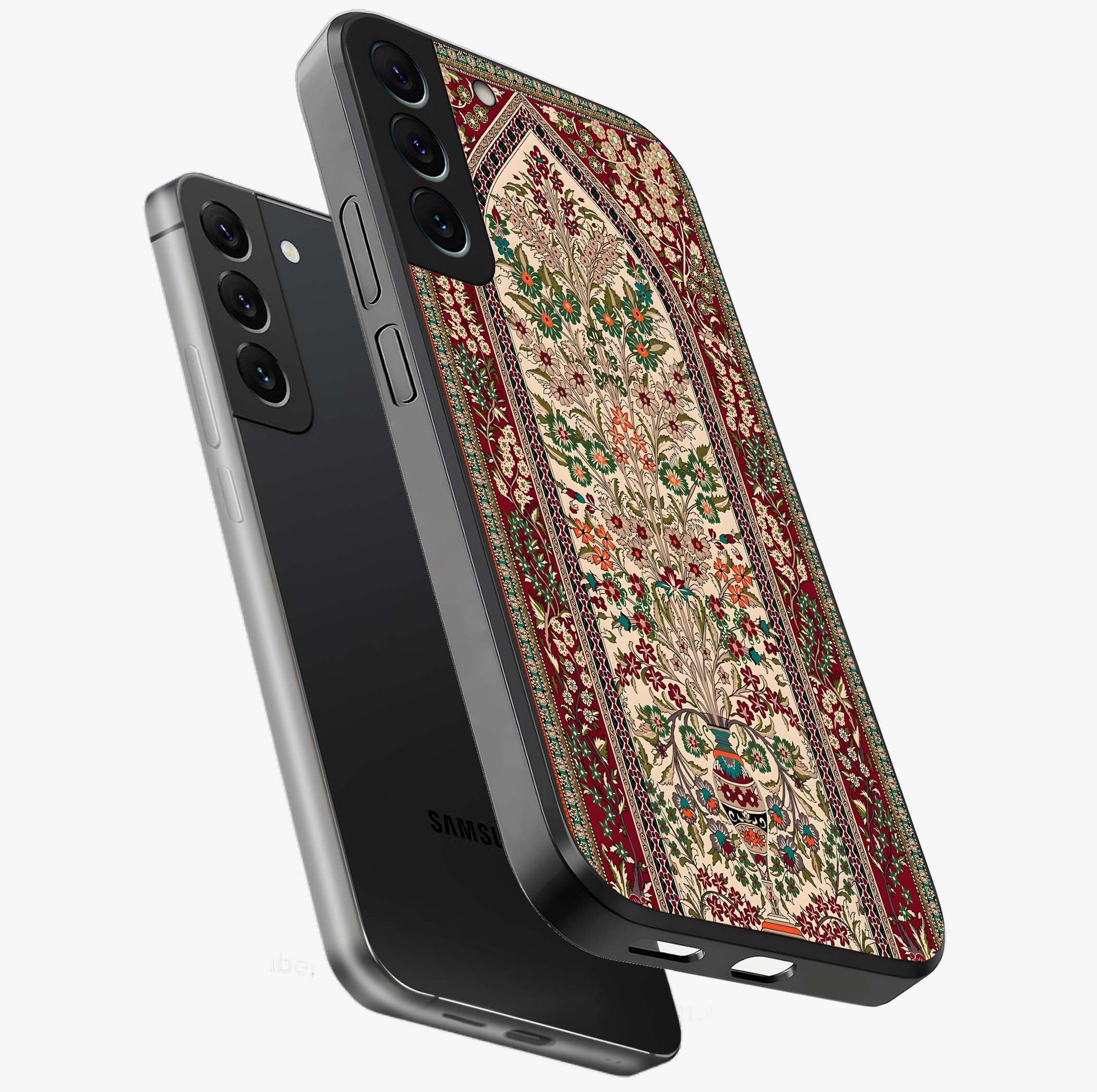 Persian Inspired Glass Case displayed in angled mockup highlighting intricate traditional design with elegant cultural aesthetic.