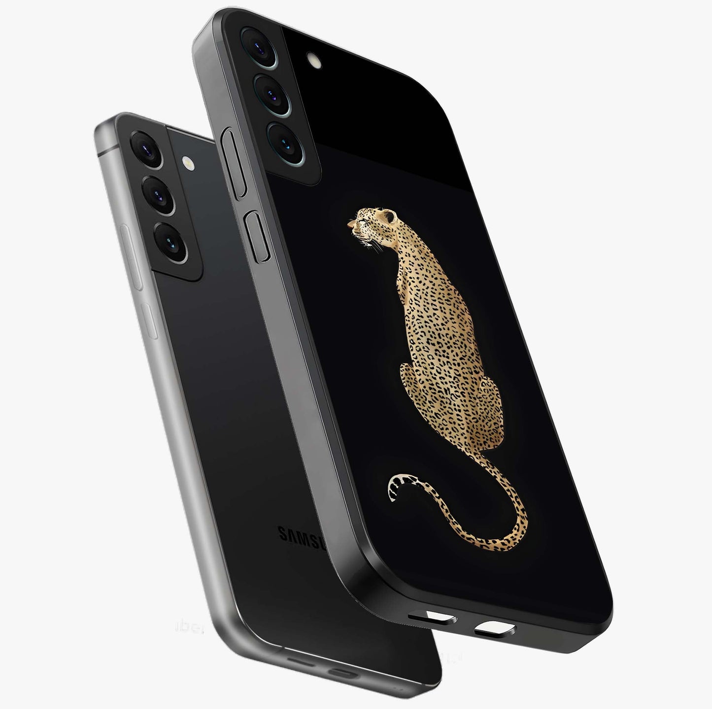 Regal Leopard Glass Case displayed in angled mockup highlighting powerful animal illustration with stylish wild aesthetic.