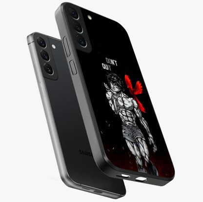 Rise Beyond Limits Glass Case displayed in angled mockup highlighting inspiring message design with modern aesthetic style.