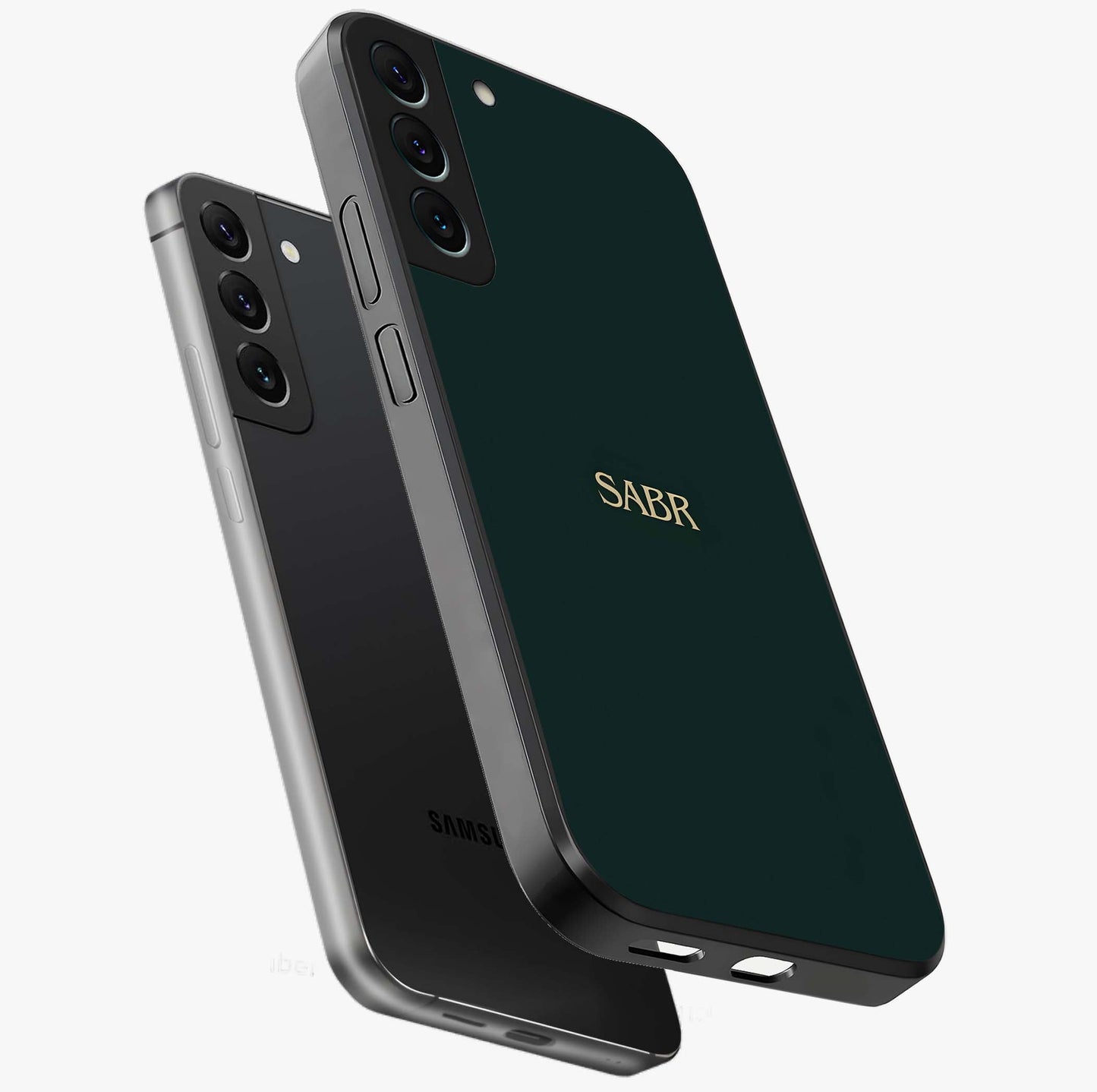 Sabr Minimal Patience Glass Case displayed in angled mockup highlighting simple inspirational design with clean aesthetic style.