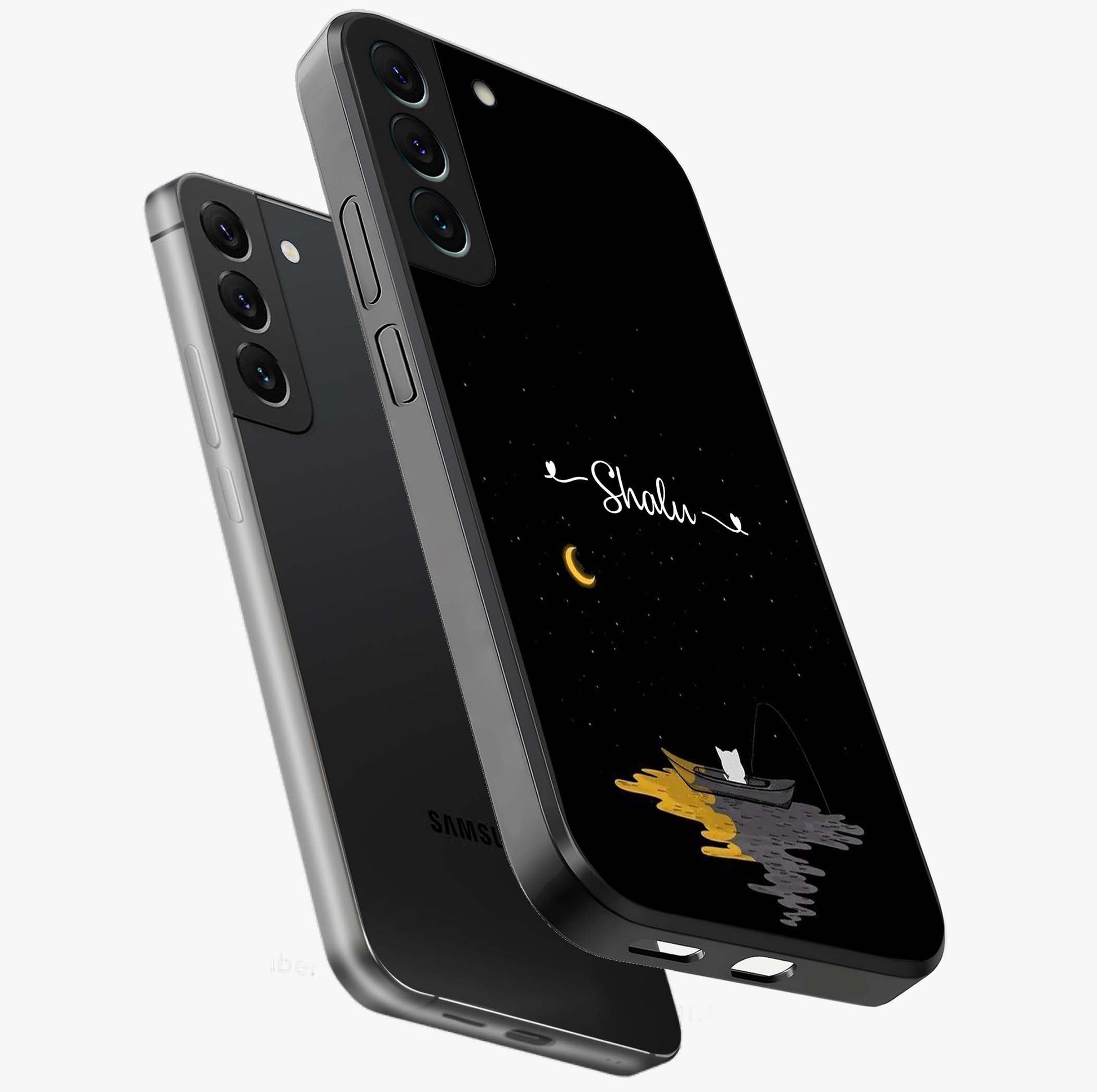 Silent Night Row Glass Case displayed in angled mockup highlighting peaceful evening design with dreamy night aesthetic.