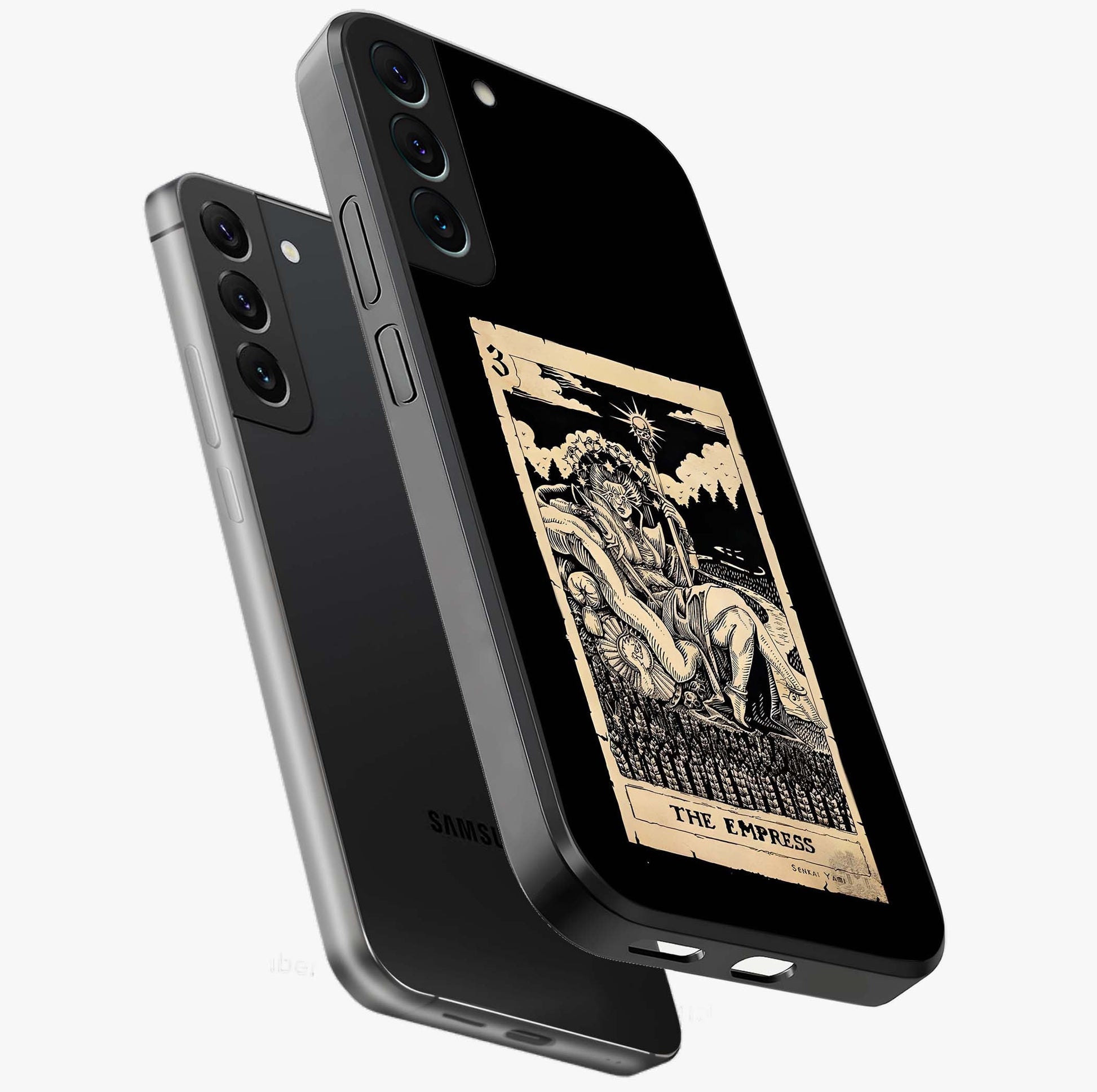 The Empress Glass Case displayed in angled mockup highlighting elegant royal design with majestic aesthetic style.
