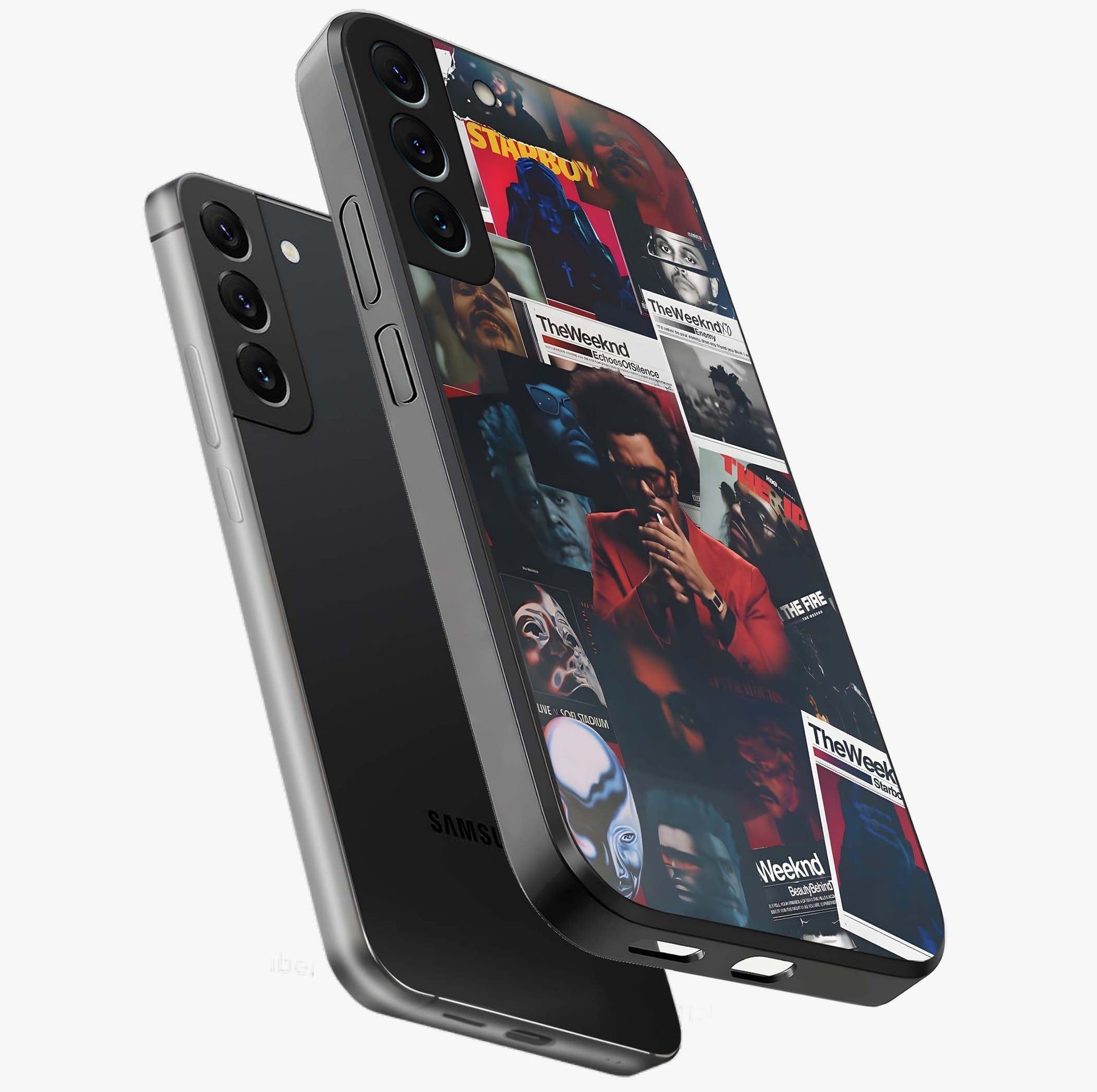 The Weeknd Glass Case displayed in angled mockup highlighting stylish pop culture inspired design with modern aesthetic.