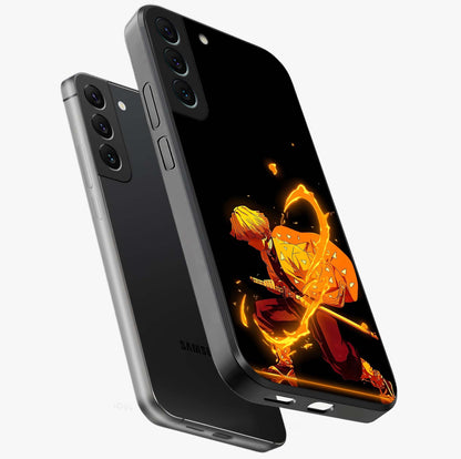 Thunder Flame Execution Glass Case displayed in angled mockup highlighting dramatic fire themed design with intense fantasy aesthetic.