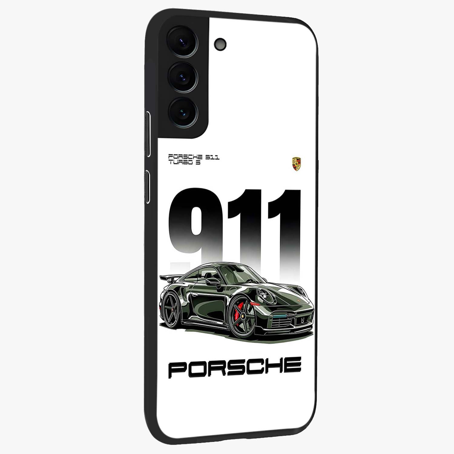 911 Turbo Dominance Glass Case upright perspective showcasing powerful racing design and modern automotive aesthetic.