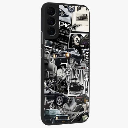 Aesthetic Dark Love Glass Case upright view showcasing dramatic romantic artwork with modern aesthetic style.