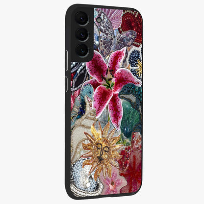 Beaded Garden Fantasy Glass Case upright view showcasing whimsical garden aesthetic with artistic bead details.