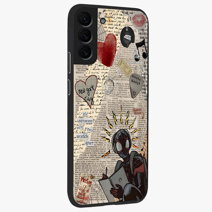 City Dream Sketch Glass Case upright view showcasing urban skyline artwork with stylish hand drawn design.