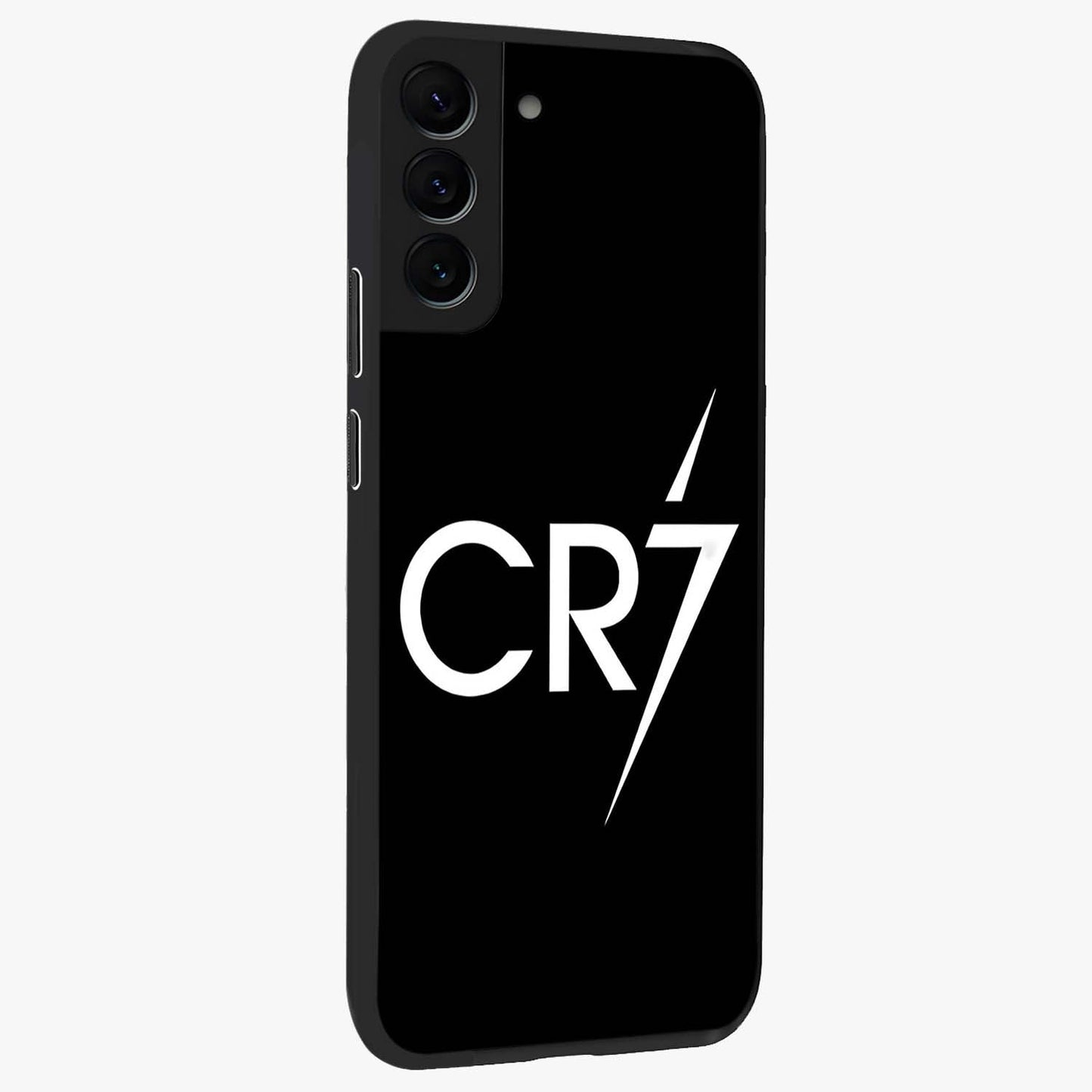 Cr7 Elite Strike Glass Case upright view showcasing energetic football inspired design with modern sports aesthetic.